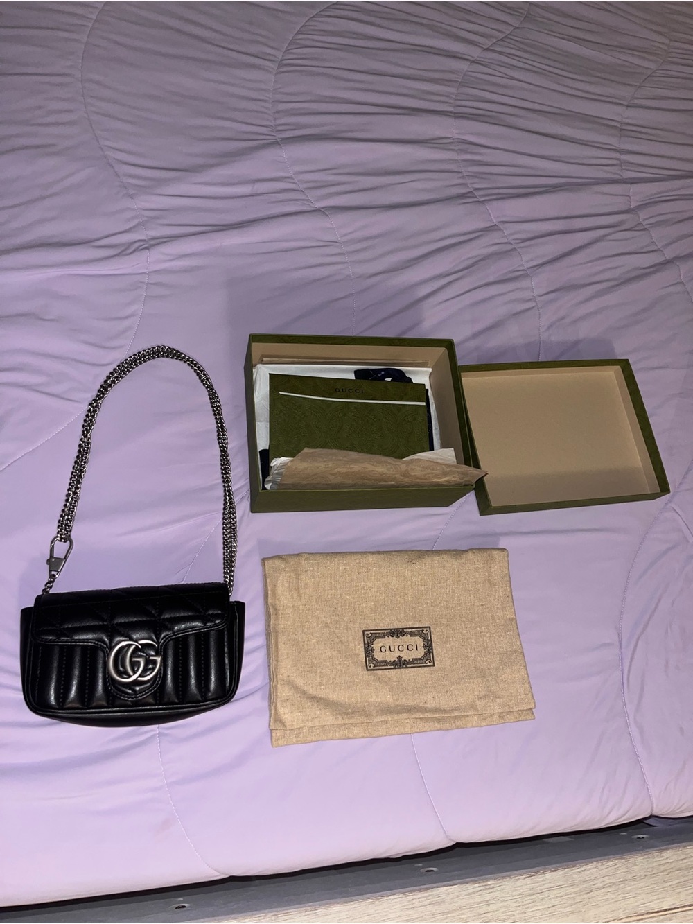 Gucci Black Quilted Mini Bag with Double G Hardware